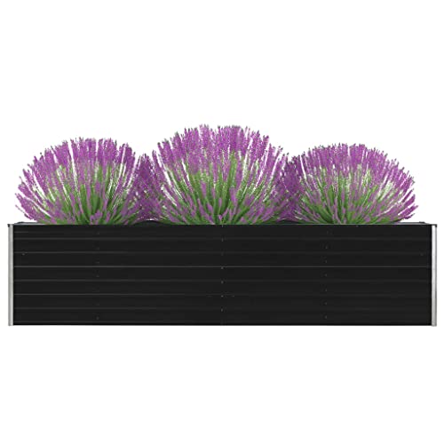 Hommdiy Garten-Hochbeet Verzinkter Stahl, Pflanzkasten Blumenkasten Gemüsebeet Pflanzkübel Pflanzbeet,Anthrazit (Anthrazit-320 x 40 x 77 cm) von Hommdiy