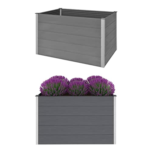 Hommdiy Garten-Hochbeet WPC Pflanzkübel Pflanzkasten Blumenkasten 150x100x91 cm Grau von Hommdiy