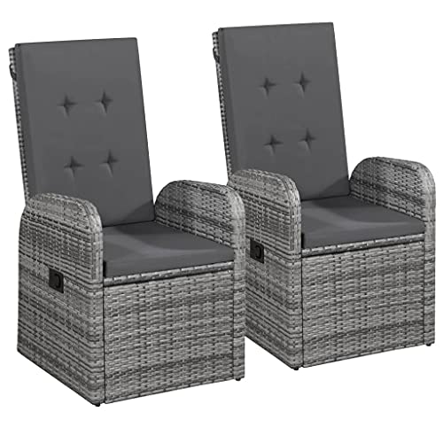 Hommdiy Garten-Liegestühle 2er Gartensessel Gartenstühle mit Auflagen Poly Rattan Grau Hommdiy Garten-Liegestühle 2er Gartensessel Gartenstühle mit Auflagen Poly Rattan Grau von Hommdiy