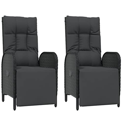 Hommdiy Garten-Relaxsessel mit Kissen 2 STK. Poly Rattan Schwarz von Hommdiy