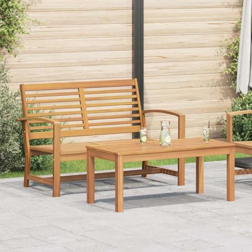 Hommdiy Garten-Sofa-Set 2 pcs Braun Massives Teakholz Natur(Bank + Tisch) von Hommdiy