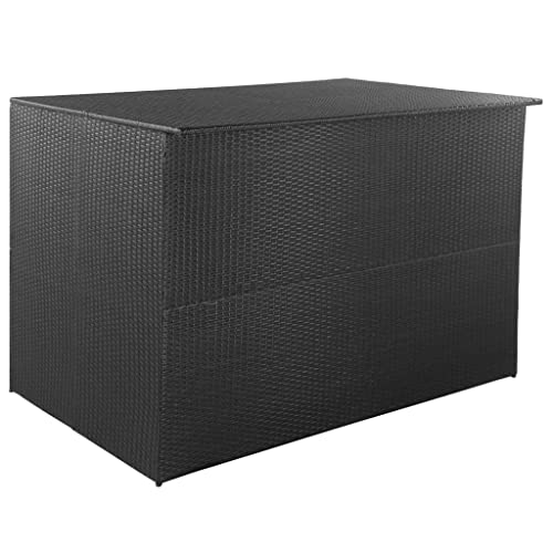 Hommdiy Gartenbox Auflagenbox Kissenbox Kiste Gartentruhe Truhe Box Aufbewahrungsbox Auflagenkiste Garten Poly Rattan Schwarz 150 x 100 x 102 cm von Hommdiy