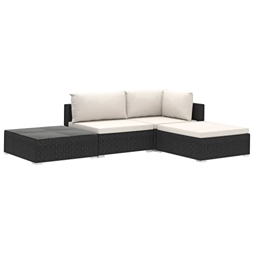 Hommdiy Gartenmöbel 4-TLG. Lounge Möbel Sitzgarnitur Gartengarnitur Sitzgruppe Sofa Gartenset Gartensofa mit Auflagen Poly Rattan von Hommdiy