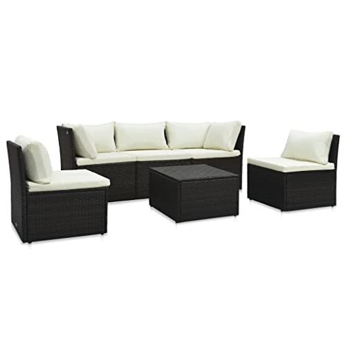 Hommdiy Gartenmöbel Set 4-TLG. mit Auflagen Sitzgruppe Lounge Sofa Garten Garnitur Gartenset Gartensofa Sitzgarnitur Poly Rattan Braun von Hommdiy