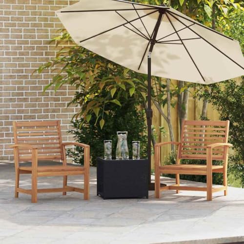 Hommdiy Gartenstühle 2 pcs Braun 60 x 65 x 76.5 cm Massives Teakholz Natur(2X Stuhl) von Hommdiy