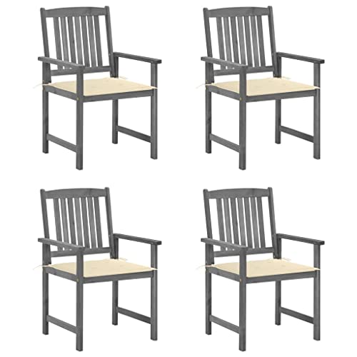 Hommdiy Gartenstühle mit Kissen 4 STK. Grau Massivholz Akazie Hommdiy Gartenstühle mit Kissen 4 STK. Grau Massivholz Akazie von Hommdiy