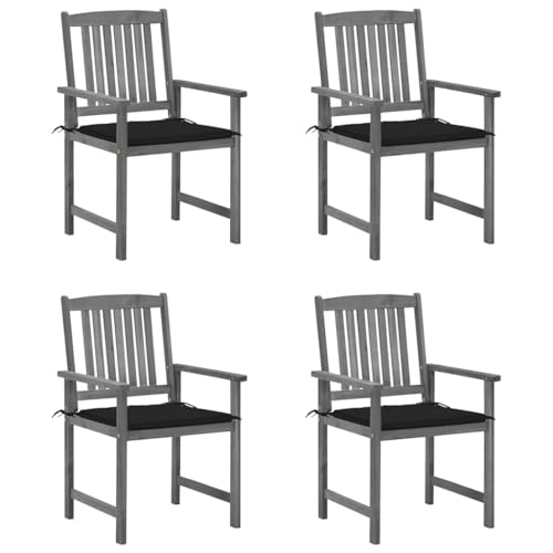 Hommdiy Gartenstühle mit Kissen 4 STK. Grau Massivholz Akazie Hommdiy Gartenstühle mit Kissen 4 STK. Grau Massivholz Akazie von Hommdiy