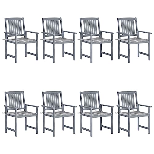 Hommdiy Gartenstühle mit Kissen 8 STK. Massivholz Akazie Grau Hommdiy Gartenstühle mit Kissen 8 STK. Massivholz Akazie Grau von Hommdiy