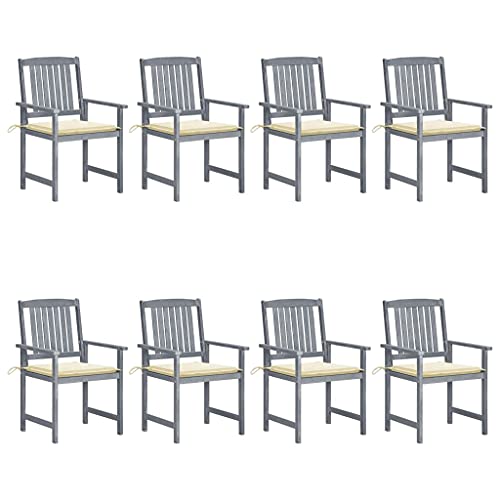 Hommdiy Gartenstühle mit Kissen 8 STK. Massivholz Akazie Grau Hommdiy Gartenstühle mit Kissen 8 STK. Massivholz Akazie Grau von Hommdiy