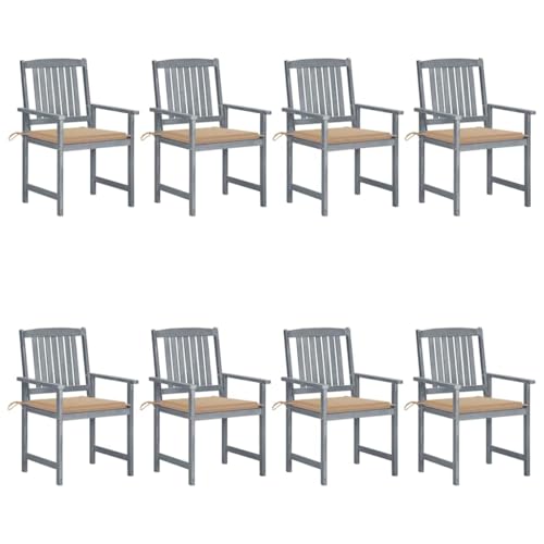 Hommdiy Gartenstühle mit Kissen 8 STK. Massivholz Akazie Grau Hommdiy Gartenstühle mit Kissen 8 STK. Massivholz Akazie Grau von Hommdiy