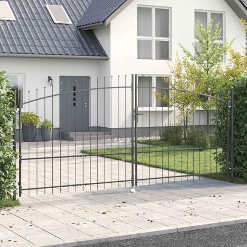 Hommdiy Gartentor mit Schloss Grau 175 x 400 cm Stahl von Hommdiy