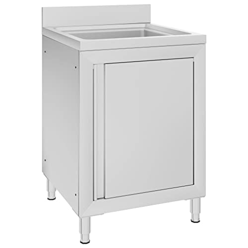 Hommdiy Gastro Spülenunterschrank Spülschrank Spülbecken Spültisch Gastrospüle Spüle Arbeitsschrank Küchenschrank Edelstahl 60 x 60 x 96 cm (Becken) von Hommdiy