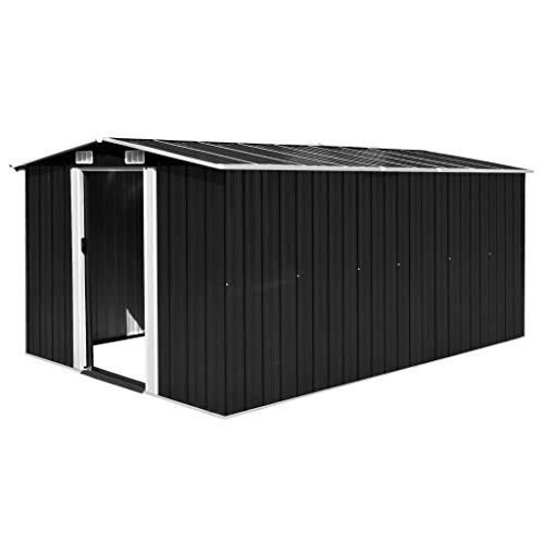 Hommdiy Gerätehaus 257x392x181 cm Metall Anthrazit von Hommdiy