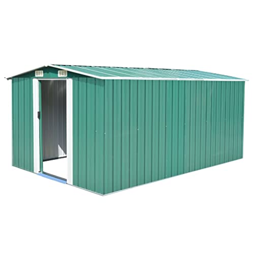 Hommdiy Gerätehaus 257x392x181 cm Metall Grün von Hommdiy