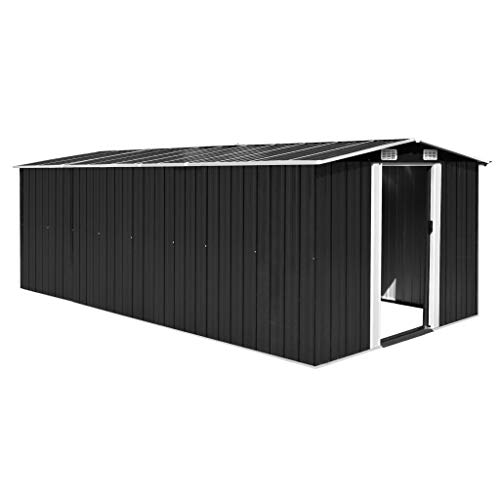 Hommdiy Gerätehaus 257x489x181 cm Metall Anthrazit von Hommdiy