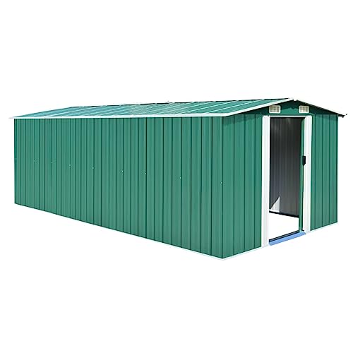 Hommdiy Gerätehaus 257x489x181 cm Metall Grün von Hommdiy