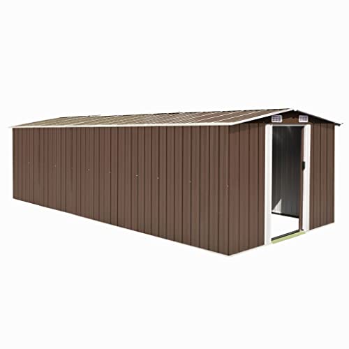 Hommdiy Gerätehaus 257x580x181 cm Metall Braun von Hommdiy
