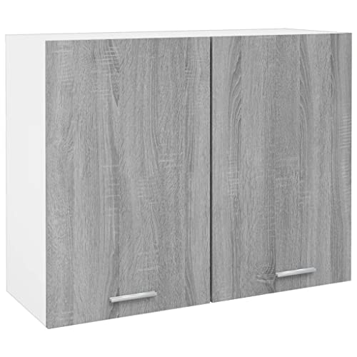 Hommdiy Hängeschrank Lyon Grau Sonoma 80x31x60 cm Küchenschrank Holzwerkstoff Küchenzeile Küchenmöbel Unterschrank Küchenunterschrank Schrank von Hommdiy