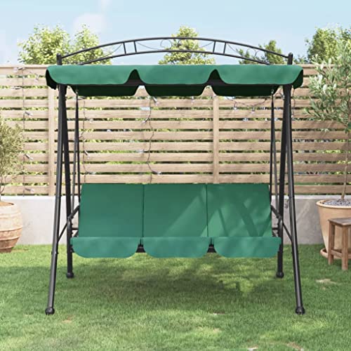 Hommdiy Hollywoodschaukel mit Bettfunktion Dach Gartenschaukel Gartenmöbel Hängeschaukel Gartenliege Schaukelbank Gartenbank Grün von Hommdiy