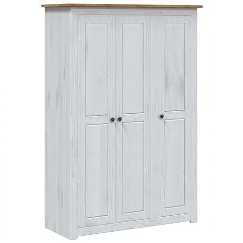Hommdiy Kleiderschrank 3-Türig Weiß 118x50x171,5 cm Kiefer Panama Serie Dielenschrank Garderobenschrank Schlafzimmerschrank Schrank Holzschrank Hommdiy Kleiderschrank 3-Türig Weiß 118x50x171,5 cm Kiefer Panama Serie Dielenschrank Garderobenschrank Schlafzimmerschrank Schrank Holzschrank von Hommdiy