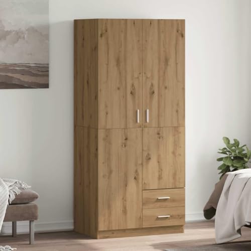 Hommdiy Kleiderschrank Artisan-Eiche 80x52x180 cm Holzwerkstoff von Hommdiy