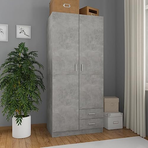 Hommdiy Kleiderschrank Betongrau 80x52x180 cm Holzwerkstoff von Hommdiy