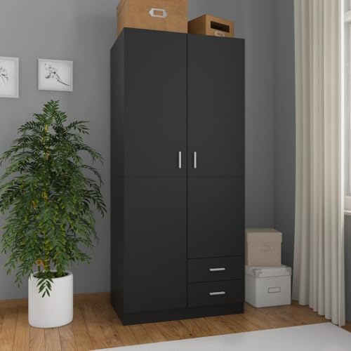 Hommdiy Kleiderschrank Schwarz 80x52x180 cm Holzwerkstoff von Hommdiy