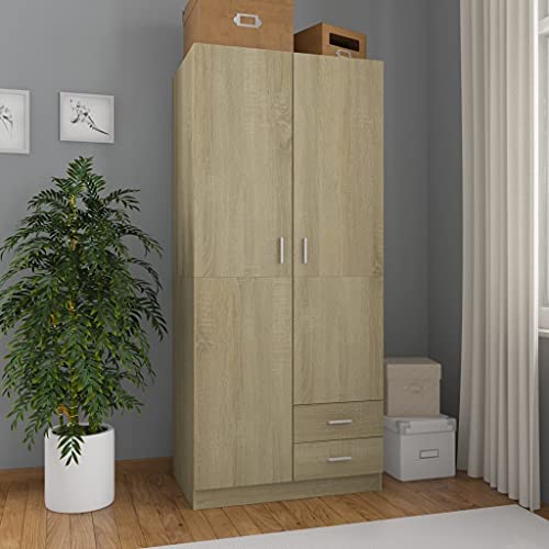 Hommdiy Kleiderschrank Sonoma-Eiche 80x52x180 cm Holzwerkstoff von Hommdiy