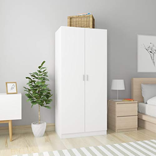 Hommdiy Kleiderschrank mit 2 Türen Garderobenschrank Garderobe Schrank Dielenschrank Schlafzimmerschrank Weiß 80x52x180 cm Holzwerkstoff Hommdiy Kleiderschrank mit 2 Türen Garderobenschrank Garderobe Schrank Dielenschrank Schlafzimmerschrank Weiß 80x52x180 cm Holzwerkstoff von Hommdiy