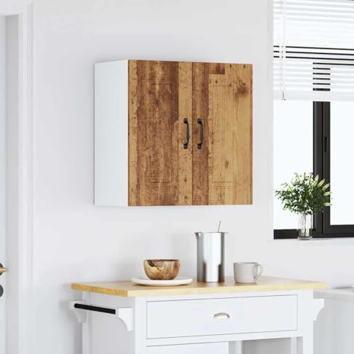 Hommdiy Küchen-Hängeschrank Kalmar Altholz-Optik Schrank Küchenschrank Holzwerkstoff Küchenzeile Küchenmöbel Unterschrank 1x Hängeschrank (2 Türen) 60 x 31 x 60 cm von Hommdiy