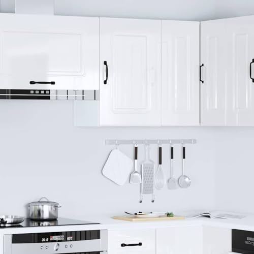 Hommdiy Küchen-Hängeschrank Kalmar Hochglanz-Weiß Schrank Küchenschrank Holzwerkstoff Küchenzeile Küchenmöbel Unterschrank 1x Wandschrank (1 Tür) 40 x 31 x 60 cm von Hommdiy