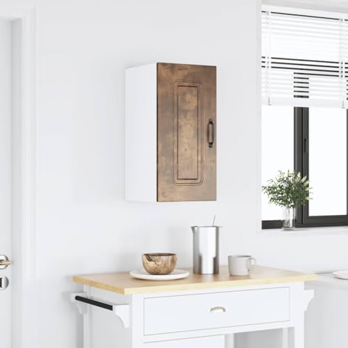 Hommdiy Küchen-Hängeschrank Kalmar Räuchereiche Schrank Küchenschrank Holzwerkstoff Küchenzeile Küchenmöbel Unterschrank 1x Wandschrank (1 Tür) 30 x 31 x 60 cm von Hommdiy