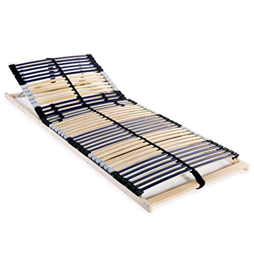 Hommdiy Lattenrost mit 42 Latten 7 Zonen 90x200 cm Kopfteilverstellung (manuell) Lattenrahmen Bettrost Holzlatten Latten Rost (Nein Matratze) von Hommdiy