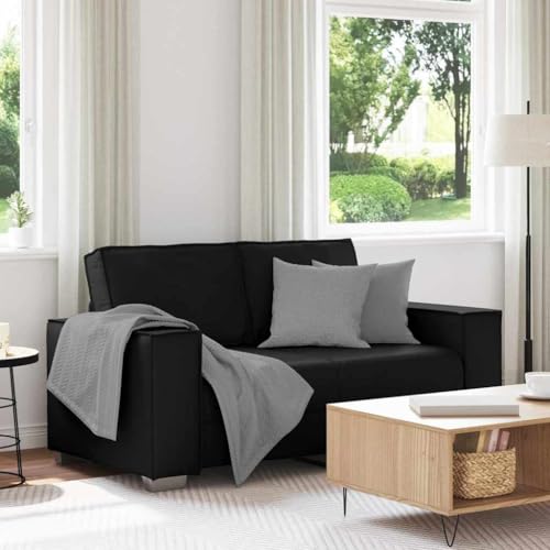 Hommdiy Loveseat Sofa 120 cm mit Kissen Schwarz Kunstleder von Hommdiy