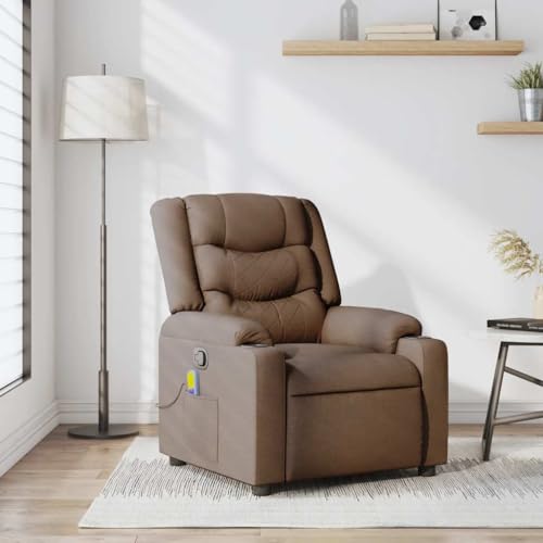 Hommdiy Massagesessel,Massage TV-Sessel,Sessel mit Massagefunktion, Fernsehsessel,Braun,Manuelles Neigesystem,Mit Massage von Hommdiy