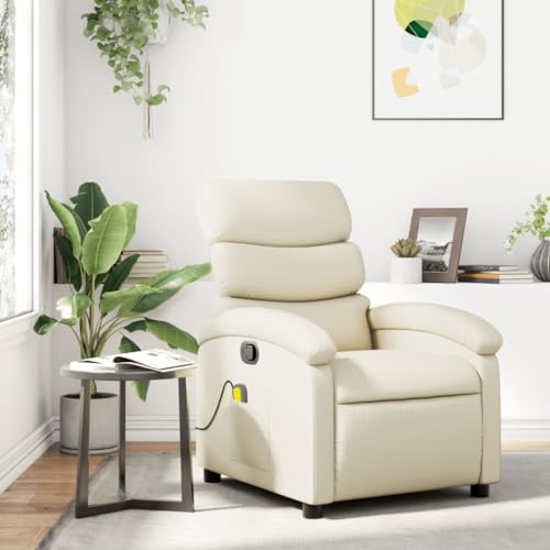 Hommdiy Massagesessel Creme Kunstleder Indoor Comfort Massagesessel von Hommdiy