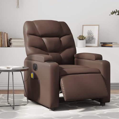 Hommdiy Massagesessel Elektrisch Braun Komfort eines Massagesessels für den Innenbereich Kunstleder von Hommdiy