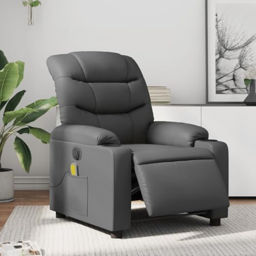 Hommdiy Massagesessel Elektrisch Grau Kunstleder Innen Massagesessel von Hommdiy
