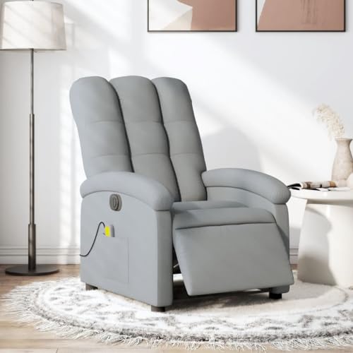 Hommdiy Massagesessel Elektrisch Hellgrau Stoff Indoor-Massagesessel in vielen Farben für Wohnzimmer Schlafzimmer von Hommdiy