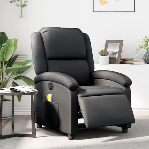 Hommdiy Massagesessel Elektrisch Schwarz Echtleder von Hommdiy