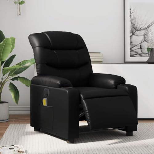 Hommdiy Massagesessel Elektrisch Schwarz Kunstleder Innen Massagesessel von Hommdiy