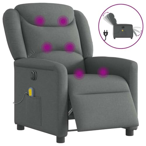 Hommdiy Massagesessel Elektrisch Stoff, Massagestuhl, Relaxsessel, Massagesessel, Sessel mit Massagefunktion Dunkelgrau,Elektrisches Neigungssystem,Mit Massage von Hommdiy