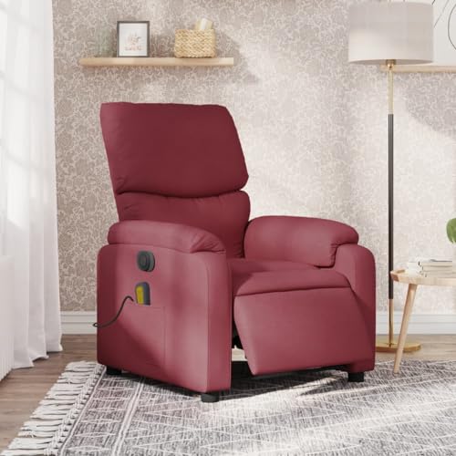 Hommdiy Massagesessel Elektrisch Weinrot Indoor Familien Stoff Massagesessel von Hommdiy