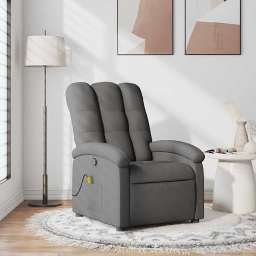 Hommdiy Massagesessel Fernsehsessel Relaxsessel mit Liegefunktion Dunkelgrau Stoff von Hommdiy