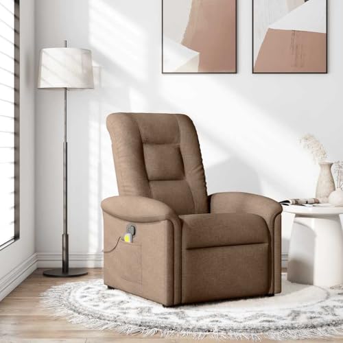 Hommdiy Massagesessel Stoff, Massage TV-Sessel, Fernsehsessel,Braun,Manuelles Neigesystem,Mit Massage von Hommdiy