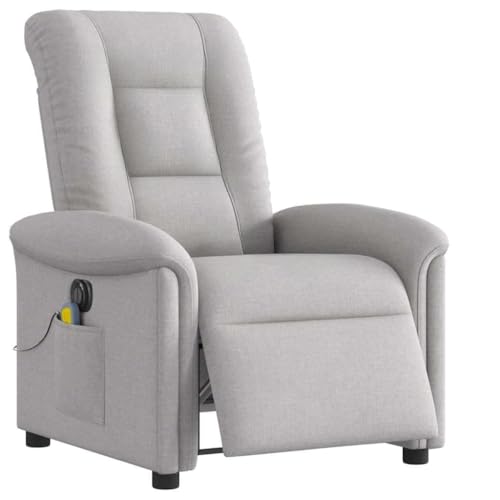 Hommdiy Massagesessel Stoff, Massage TV-Sessel, Fernsehsessel,Wolkengrau,Elektrisches Neigungssystem,Mit Massage von Hommdiy