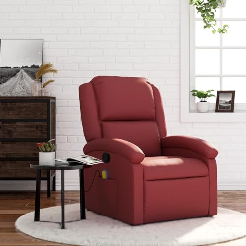 Hommdiy Massagesessel Weinrot Indoor Comfort Massagesessel Kunstleder von Hommdiy