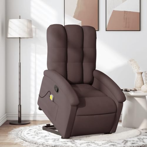 Hommdiy Massagesessel mit Aufstehhilfe Dunkelbraun Stoff von Hommdiy