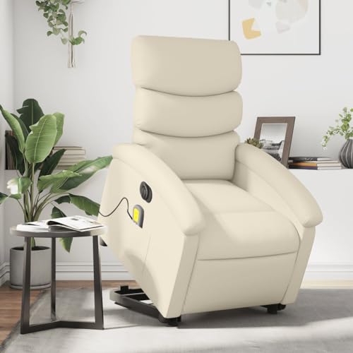 Hommdiy Massagesessel mit Aufstehhilfe Elektrisch Creme Kunstleder Indoor-Massagesessel in vielen Farben für Wohnzimmer Schlafzimmer von Hommdiy