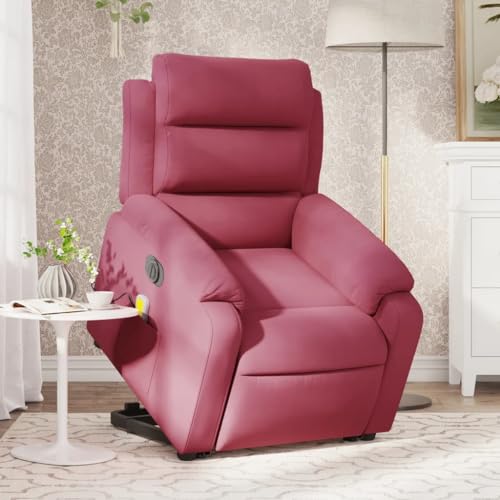 Hommdiy Massagesessel mit Aufstehhilfe Elektrisch Weinrot Samt von Hommdiy